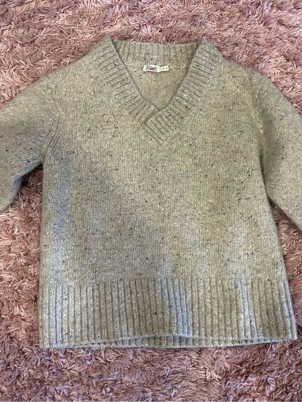 Faherty Women's Speckled alpaca and wool blend Tan V-Neck Sweater